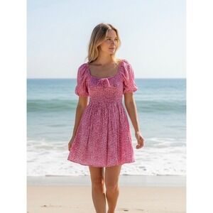 Abercrombie & Fitch Smocked Puff Sleeve Dress XS Milkmaid Dainty Floral Romantic